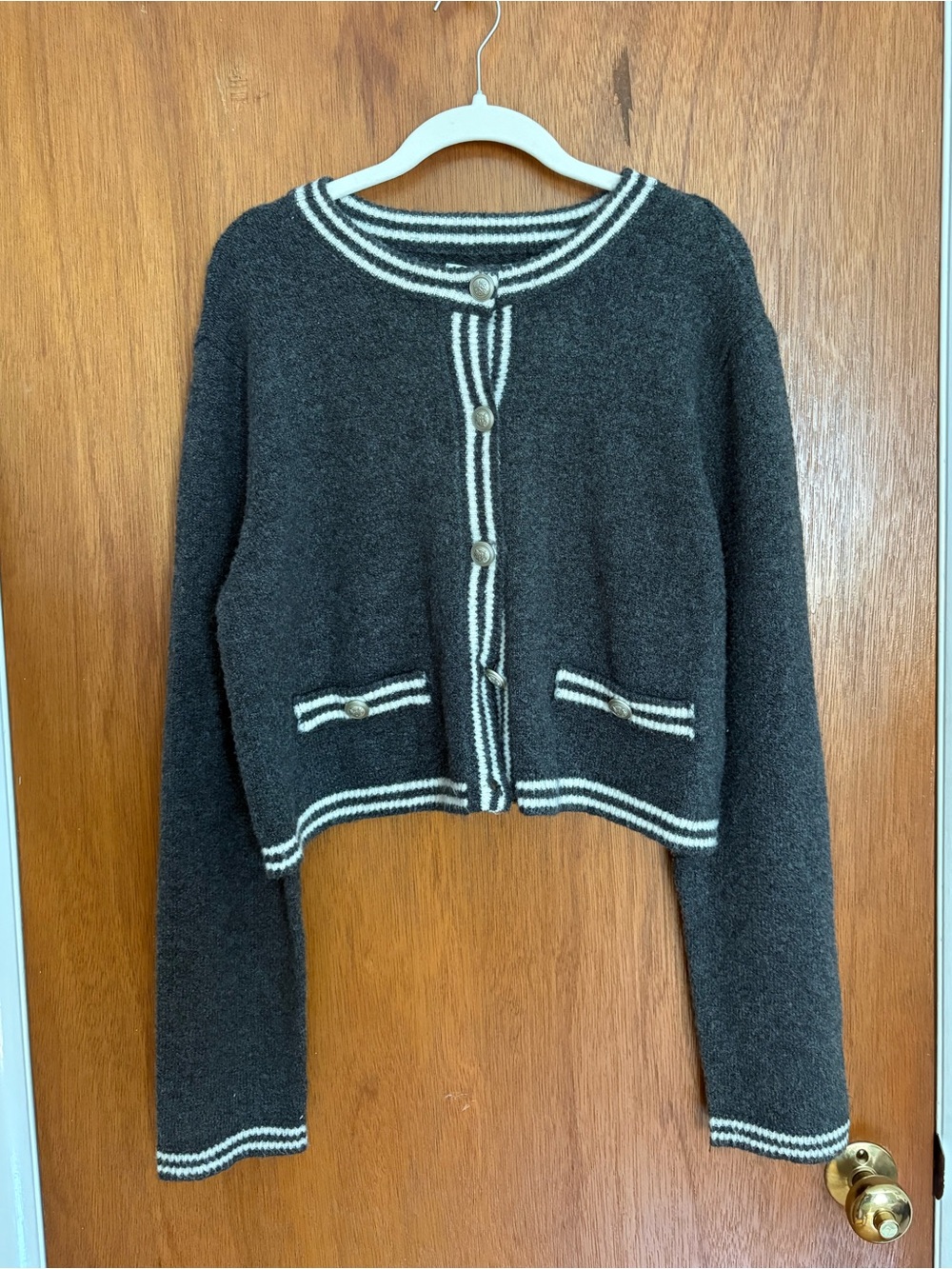 American Eagle Outfitters Gray Striped Cardigan